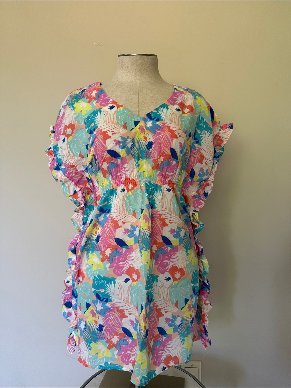 Cat & Jack Multicolor Tropical Ruffle Tunic
